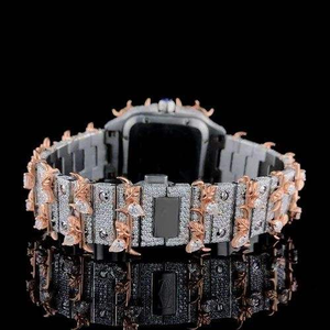 Reloj de Hombre Moderno de Acero Inoxidable con Diamante Moissanite VVS y Cuarzo, con Brillo Intenso, Diseño Elegante y Moda Premium - Product Image 2