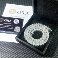 Chaîne de tennis en moissanite en argent S925, certifiée test diamant, 2MM 3MM 4MM 5MM 6.5MM, pour femmes et hommes, prix de gros