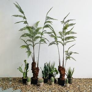 Plante artificielle en forme de fougère, simulation de bonsaï, décoration de pièce, arbustes, fougère en plastique à tête de singe dorée - Product Image 4