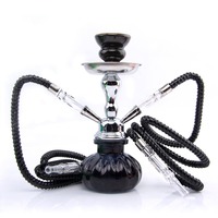 Ensemble de chicha arabe de haute qualité pour le marché international, avec accessoires à double tuyau et corps en acier inoxydable poli miroir