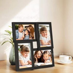 Cadre photo en bois pour 4 photos, collage de table, affichage familial, rectangulaire horizontal - Product Image 1