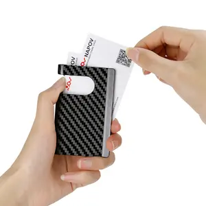 Оптовая продажа тонкий pop up держатель для карт из углеродного волокна rfid Тонкий кошелек с пользовательским логотипом для мужчин