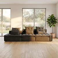 Ensemble de canapés modulaires sectionnels modernes et durables à profil bas avec rembourrage en tissu et éponge, compressé sous vide pour cinéma maison au sol
