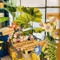 Casa de Muñecas Hongda PC2306Z Sunshine Flower House, Kit de Casa de Muñecas de Madera Hecha a Mano en Miniatura con Cubierta Antipolvo