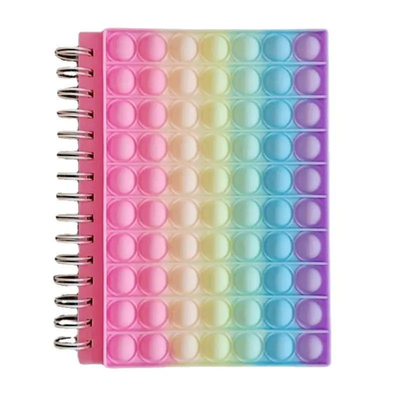 EE554 Cheap Novelty A5 Fish Game Tie-dye Silicone Student Stress Relief Note Books Rainbow Bubble Fidget Spiral Notebook Toys