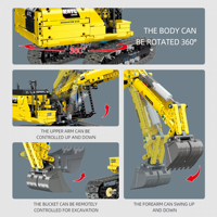 STOCK 57023 MOC Technical RC 1:20 Excavadora de orugas con todas las funciones, bloques de construcción de plástico ABS, juguetes unisex, regalo de Navidad