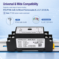 Transmitter Suhu Rel Din PIDMaxwell TT-515 4-20mA Universal RTD PT100 Thermocouple Dapat Dikonfigurasi PC/Aplikasi Bersertifikasi OEM CE