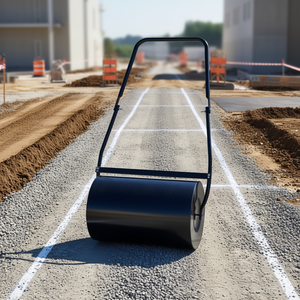 Rouleau de jardin 38L à poignée en U, à tambour unique, noir, robuste, pour travaux routiers et nivellement des pelouses - Product Image 2