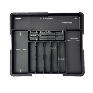 Organisateur de tiroir extensible en <span class=keywords><strong>plastique</strong></span> PP rectangulaire |   Rangement de vaisselle de cuisine avec <span class=keywords><strong>bloc</strong></span> à couteaux, bacs multi-usages 10-20L - Product Image 4