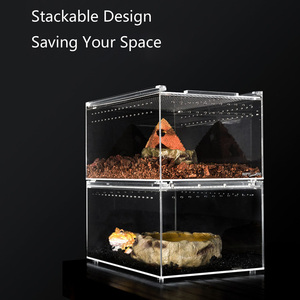 Istiflenebilir kristal akrilik Modern katı plastik tepsi sürüngen örümcek böcek kertenkele kurbağa bukalemun için evcil hayvan kafesi teraryum - Product Image 3