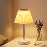 Lámpara de Mesa LED Telescópica con Altura Ajustable, Control Táctil, Recargable, Pantalla Plegable, Luz Cálida, Lámpara de Escritorio para Mesa de Noche