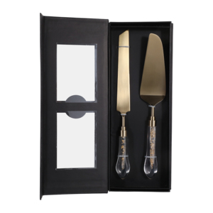 Set di posate per torta in resina con dettagli dorati per servire e per uso in cucina - Product Image 3