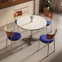 Ensemble table et chaises de salle à manger en bois massif et acier inoxydable, style français et américain, minimaliste, antique, pour la maison et le balcon