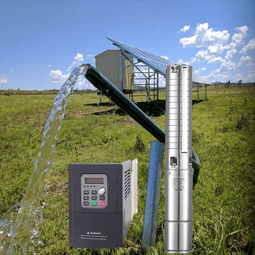 Bon marché pompe à eau solaire hybride ca submersible cc pompe solaire d'irrigation de puits profond