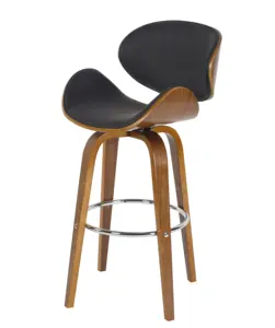 Stools Swivel Chairs Wooden Factory Modern upholstery Curved back commercial bar chairs Manufacturer PU leather KD legs black