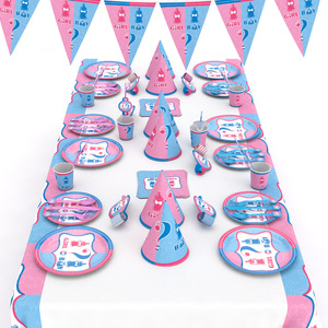 Articles de fête pour révélation du sexe du bébé, ensemble de vaisselle jetable 60-80 pièces pour fête prénatale ou anniversaire - Product Image 3