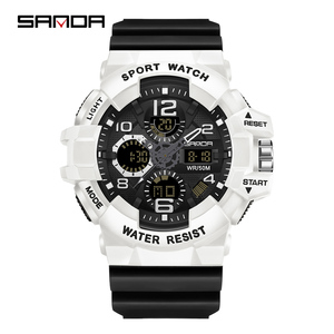 SANDA 3168 haute qualité unique garçons montre numérique original bracelet en Silicone étanche chronographe grand numéro montre de sport ensemble - Product Image 1