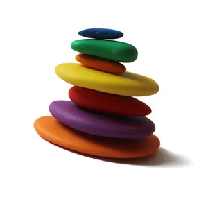 Creativity Custom Rainbow Pebbles-Juego de 36 piedras de clasificación y apilamiento con 40 tarjetas de actividades-Juguete de aprendizaje en el hogar