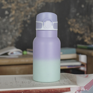 Nouvelle gourde portable en acier inoxydable avec anse, couleur dégradée, isolée, sans BPA, pour l'extérieur, avec paille en silicone - Product Image 1