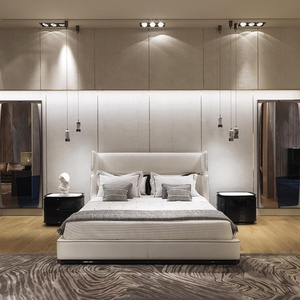 Zhida mobili per camera da letto all'ingrosso letto di lusso leggero design in vera pelle letto matrimoniale queen size - Product Image 5