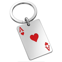 Porte-clés de jeu de cartes de poker de luxe pour clés de voiture, accessoires cadeaux pour hommes et femmes, breloques de sac pour la décoration