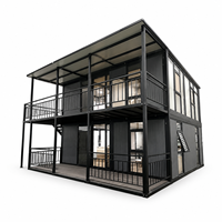 Maison miniature en conteneur à deux étages avec structure en acier de luxe, homologuée CE ISO, maison préfabriquée solaire, design moderne personnalisé, cuisine, chambre, bureau