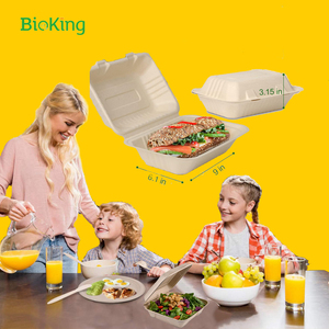 กล่องอาหารแบบใช้แล้วทิ้ง <span class=keywords><strong>BioKing</strong></span> คุณภาพสูง ขนาด 8x8 นิ้ว แบบมีฝาปิด ผลิตจากเยื่อชานอ้อย - Product Image 4