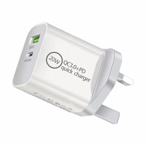 เครื่องชาร์จด่วน 20W QC3.0 PD พอร์ตคู่ USB C สำหรับโทรศัพท์แท็บเล็ตชาร์จเร็วมัลติฟังก์ชั่นอะแดปเตอร์ติดผนังสีขาว - Product Image 4