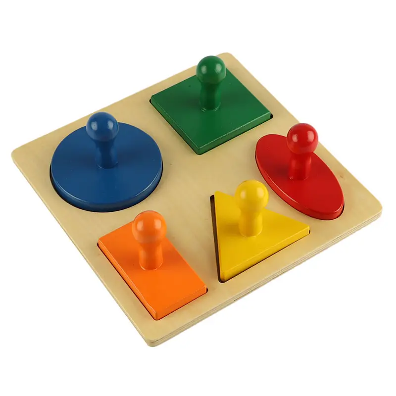 Fabriqué en Chine Montessori enfants matériaux forme géométrique jeu de reconnaissance des couleurs plateau de Puzzle en bois