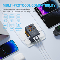 Adaptador de Enchufe Universal de Carga Rápida HST Global Travel 10A con 2 Puertos de Salida USB-A y 2 USB-C, Sin Conexión a Tierra, para Uso Hospitalario, 100-240V