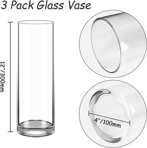 Vase en verre cylindrique ovale personnalisable, style Art déco moderne, pour centre de table, fleurs, luxe, transparent, mariage, hôtel - Product Image 2