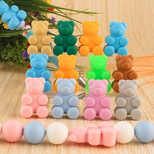 <b>Cute</b> <b>Bear</b> Shape Silicone Beads For Pen Decoration Colorful Cartoon Animal Loose Beads - Product Image 4