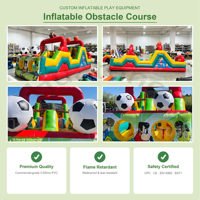 Parcours d'obstacles gonflable commercial en PVC 0,55 mm, thème football, pour jeux de défi et de course sportive, à louer
