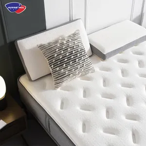 Mattress Pocket Spring Foam Bed Mattress Zone hybrid latex Queen Size 7 Choice Embroidery OEM Customized Box Logo Fabric Packing