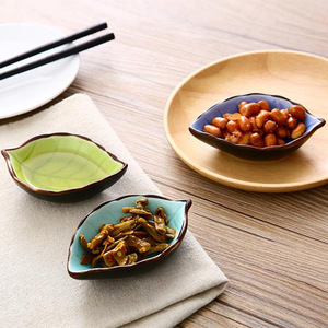 Ceramic Leaf Shape Soy Sauce Dish Set For Condiments And Snacks Pottery Food Serving Plates - Product Image 4