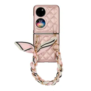 Étui en cuir de haute qualité pour Huawei <span class=keywords><strong>P50pocket</strong></span> étui de téléphone portable lanière foulard en soie étui de téléphone portable pliant pour Huawei Pocket2 - Product Image 1