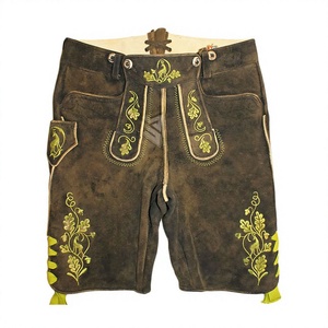 Pantalones Cortos de Cuero de Primera Calidad para Hombre, Estilo Bávaro Alpino, de Piel de Vacuno, con Bordado, Clásicos, para Festivales - Product Image 1