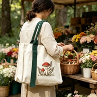 Sac fourre-tout en toile personnalisé avec fermeture éclair, motif dessin animé, respirant, lavable, pour le shopping, le rangement quotidien, les fournitures de couture et les aliments