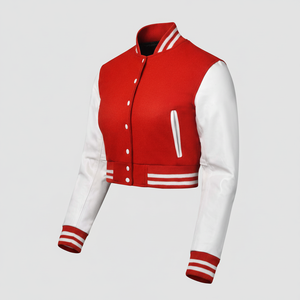 Vestes universitaires courtes pour femmes en gros – Blousons de baseball d'hiver de haute qualité avec options personnalisées en peau de mouton et coton - Product Image 1