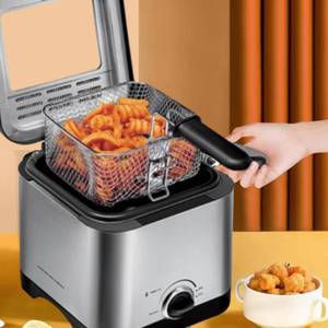 Termostato ajustable de carcasa de acero inoxidable barato, <span class=keywords><strong>freidora</strong></span> pequeña de <span class=keywords><strong>1</strong></span>,5 litros de capacidad con tapa desmontable superior - Product Image 3