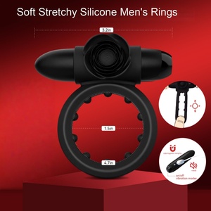 New Delay <b>Vibrating</b> Ring Silicone Rechargeable Cock Ring <b>Vibrator</b> Adult Sex Toy Stimulator Double Pleasure <b>Vibrating</b> Ring - Product Image 2