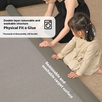 Tapis de sol double couche amovible et lavable en chenille de couleur unie Lavable en machine Nouveau modèle de canapé Tapis de chambre à coucher pour tissé