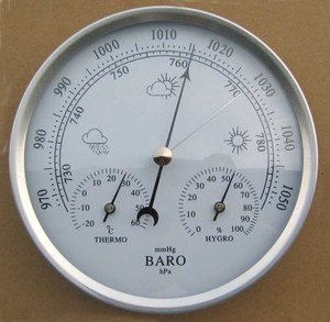 مقياس حرارة 3 في 1 لمحطة الطقس مقياس رطوبة Dia.130mm (5 بوصة) مع إطار ألومنيوم وعدسة زجاجية موديل 130THB - Product Image 5