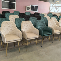 Chaise de salle à manger rembourrée en velours crème, moderne, avec accoudoirs et dossier, élégante, avec cadre doré