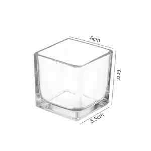 Wholesale 5oz 10oz 32oz 650ml Square Cube Glass Candle Jars Clear Large Candle Vessels For Fragrance Candles Making Diy Gift