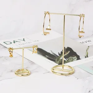 GP 50P T shape jewellery stable gold plated metal earrings stand jewelry display stand wholesale Buy one big get one small free