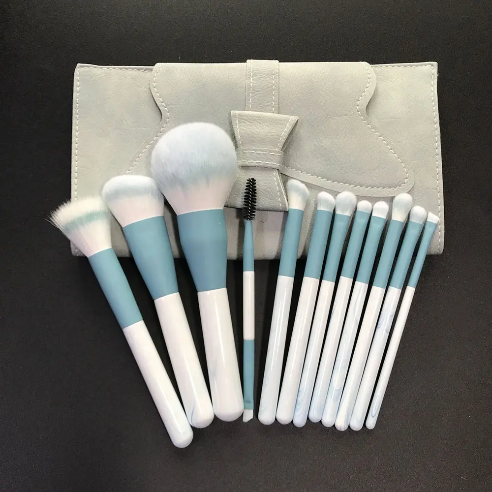 12 Stück neue kommende weiße Kunst Make-up Pinsel Set Morandi Farbe Make-up Pinsel Set Großhandel Shenzhen Make-up Hersteller