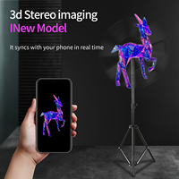 Proyektor Hologram 3D 80cm, kipas LED mudah digunakan, peralatan iklan animasi kontrol aplikasi menarik promosi produk EL