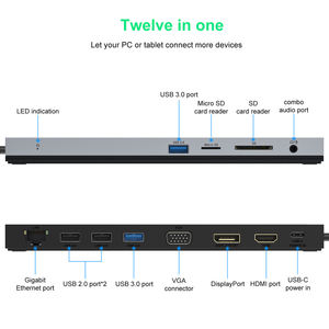 Wavlink 12-en-1 USB C Hub Plug-and-Play Triple Display Adapter avec pour <span class=keywords><strong>HDMI</strong></span> <span class=keywords><strong>VGA</strong></span> Compatible Windows/<span class=keywords><strong>Mac</strong></span> USB 3.0 Interface en Sto - Product Image 2