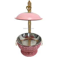 Chauffe-plat suspendu en forme de dôme, rose, ajouré, floral, 8L, pour mariage pastel, pâtisserie et restauration professionnelle, chauffe-crème et soupe